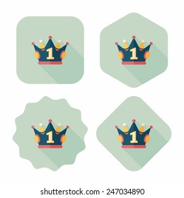 champion crown flat icon with long shadow,eps10