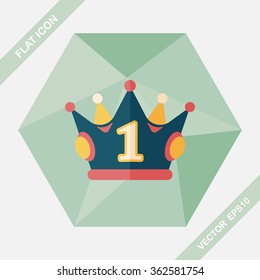 champion crown flat icon with long shadow,eps10