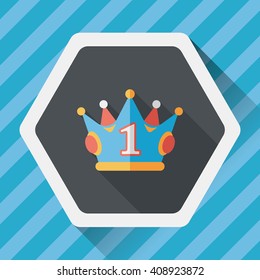 champion crown flat icon with long shadow,eps10