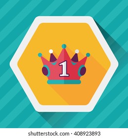 champion crown flat icon with long shadow,eps10