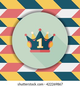 champion crown flat icon with long shadow,eps10