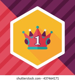 champion crown flat icon with long shadow,eps10