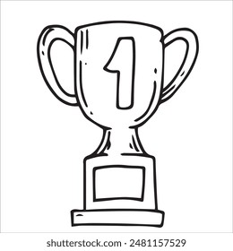 Champion Cup. Black and white drawing in sketch style, vintage graphic