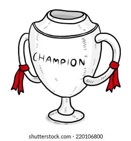 champion cup / cartoon vector and illustration, hand drawn style, isolated on white background.