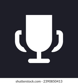 Champion cup dark mode glyph ui icon. Winner award. Victory in tournament User interface design. White silhouette symbol on black space. Solid pictogram for web, mobile. Vector isolated illustration
