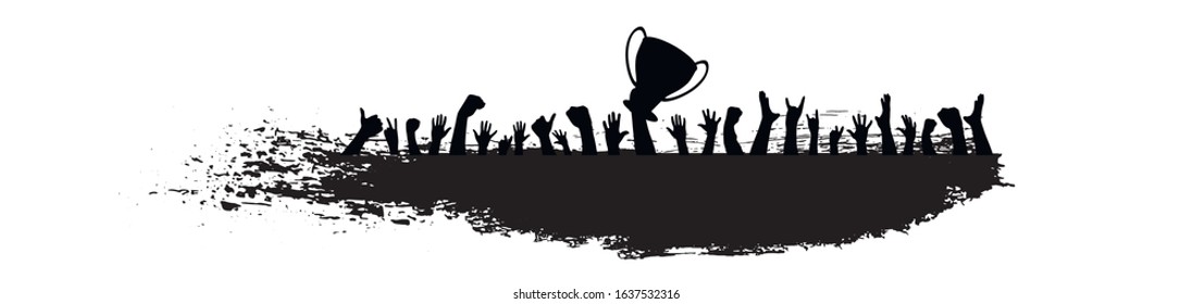 Champion cup european world and crowd many people entertain event playing and happy dancing from party in stadium Vector illustration