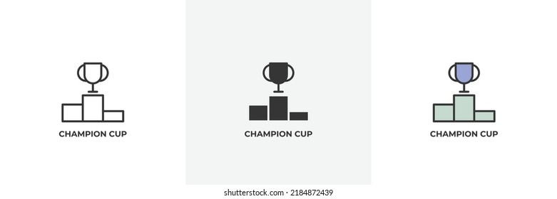 champion cup icon. Line, solid and filled outline colorful version, outline and filled vector sign. Idea Symbol, logo illustration. Vector graphics