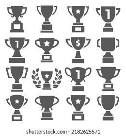 Champion cup icon set on white background