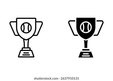Champion Cup Icon with Tennis Ball on white Background. Championship Cup Design Template. Sports Tournament Awards, Winning Concept Cup