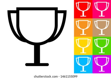 Champion Cup. Line Icon With Different Color Background.