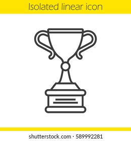 Lineares Icon des Bechers. Dünne Illustration. Eishockey-Meisterschaftspreis. Contour-Symbol. Vektor-einzelne Rahmenzeichnung