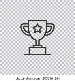 Champion cup outline icon isolated on transparent background. Vector illustration.