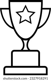 Icono de contorno de la copa de campeón. Ilustración vectorial.
