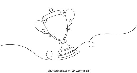 Champion Cup. Victory concept. Line drawing. Vector illustration .