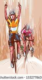 champion cyclist vector illustration banner