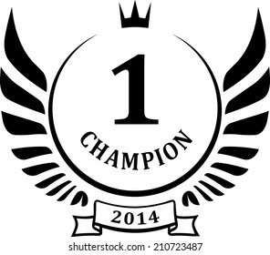 Champion design with wings and crown