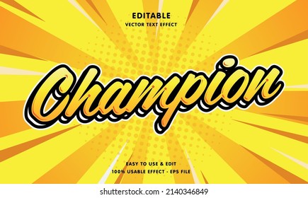 champion editable text effect with modern and simple style, usable for logo or campaign title