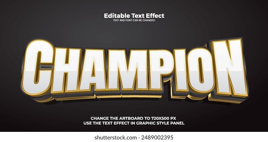 Champion editable text effect in modern trend style