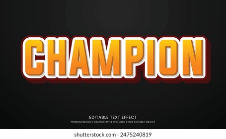 champion editable text effect vector design for champion ship and community club logo