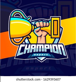 champion esport logo designs with trophy