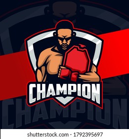 champion fighter mascot esport logo design