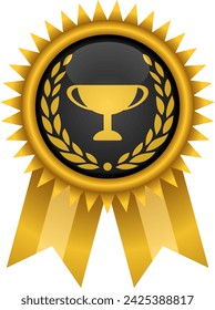 champion gold badge pin vector