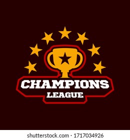 Champion gold cup. Vector Champion sports league logo emblem badge graphic with trophy. Modern professional Typography sport cup in retro style vector emblem and template logotype design