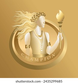 Champion gold medal, Opening of a sporting event. Victory, competition, success, achievement concept.