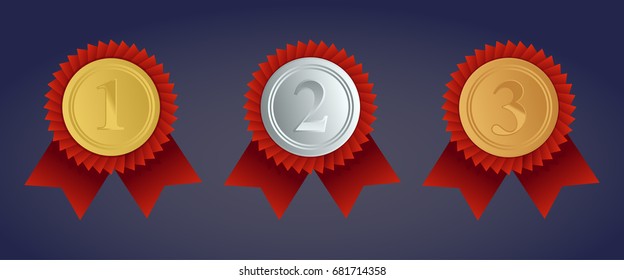 Champion Gold Silver Bronze Award Medals Stock Vector (Royalty Free ...