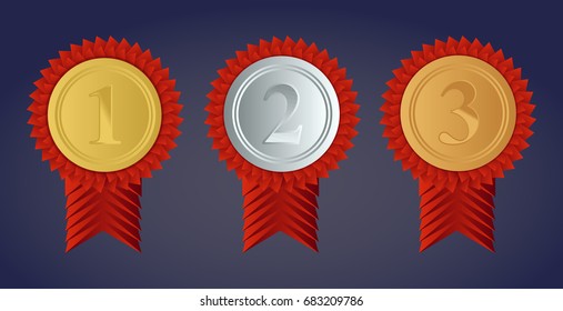 Champion Gold Silver Bronze Award Medals Stock Vector (royalty Free 