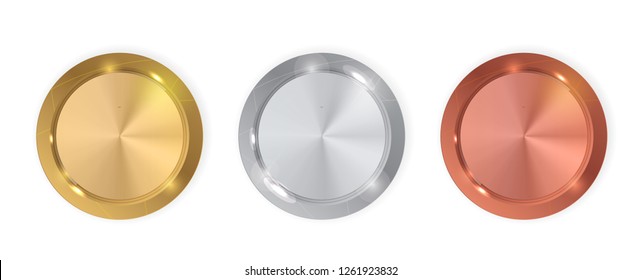 Champion Gold, Silver and Bronze Medal. Icon Sign of First, Second  and Third Place Isolated on White Background. Vector Illustration EPS10