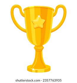 Champion Golden Cup. Winner trophy on white background. First place award vector illustration.