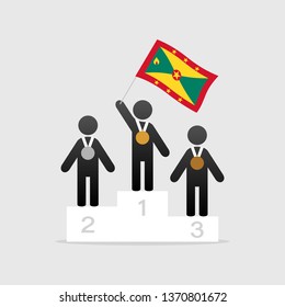 Champion with grenada flag on winner podium