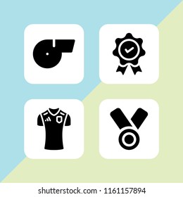 champion icon. 4 champion set with medal, soccer and sports and competition vector icons for web and mobile app