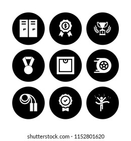 champion icon. 9 champion set with race, sports and competition, first prize trophy and medal vector icons for web and mobile app