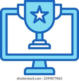 Champion Icon Blue Vector Illustration