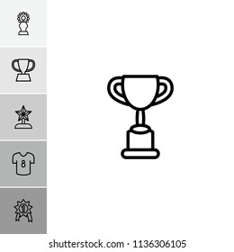 Champion icon. collection of 6 champion outline icons such as trophy, football t shirt, star trophy. editable champion icons for web and mobile.