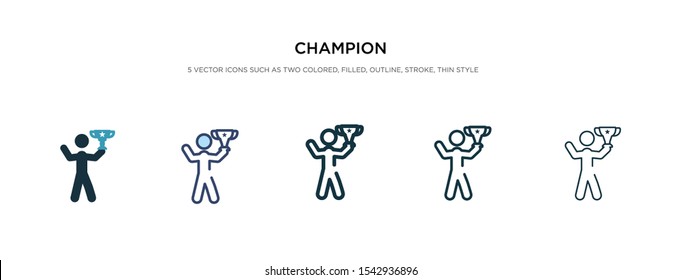 champion icon in different style vector illustration. two colored and black champion vector icons designed in filled, outline, line and stroke style can be used for web, mobile, ui