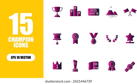 Champion Icon Illustration Collection Set
