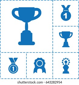 Champion icon. set of 6 champion filled icons such as trophy