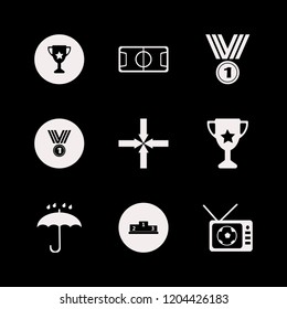 champion icon. champion vector icons set football tv match, medal, trophy cup and winners podium