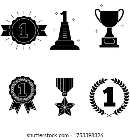 Champion icon vector set. Four line illustration sign with number one. winner symbol. leader logo.