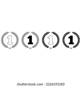 Champion icon vector set. Four line illustration sign with number one. winner symbol. leader logo.
