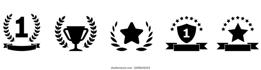 Ícone campeão definido como vetor. Coleção de sinais de ilustração número um. símbolo vencedor. logotipo líder. Primeira marca.