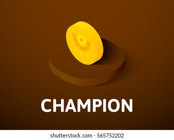 Champion icon, vector symbol in flat isometric style isolated on color background
