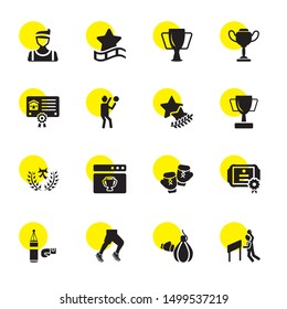 champion icons. Editable 16 champion icons. Included icons such as Handball, Boxing, Runner, Certificate, Ranking, Wreath, Trophy, Award Symbol. champion trendy icons for web.