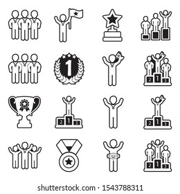 Champion Icons. Line With Fill Design. Vector Illustration.