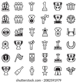 Champion Icons. Line With Fill Design. Vector Illustration.