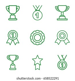 Champion icons set. set of 9 champion outline icons such as trophy, medal, number 1 medal, medal with star