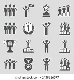 Champion Icons. Sticker Design. Vector Illustration.